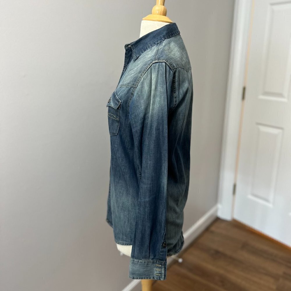 Broken Threads Denim Western Shirt Sz S - Picture 10 of 11